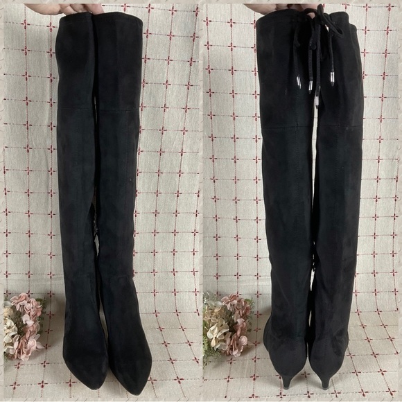 Sam Edelman “Kristie” Black Faux Suede Over the Knee Boots Low Heel PreLoved 8 - Picture 4 of 7